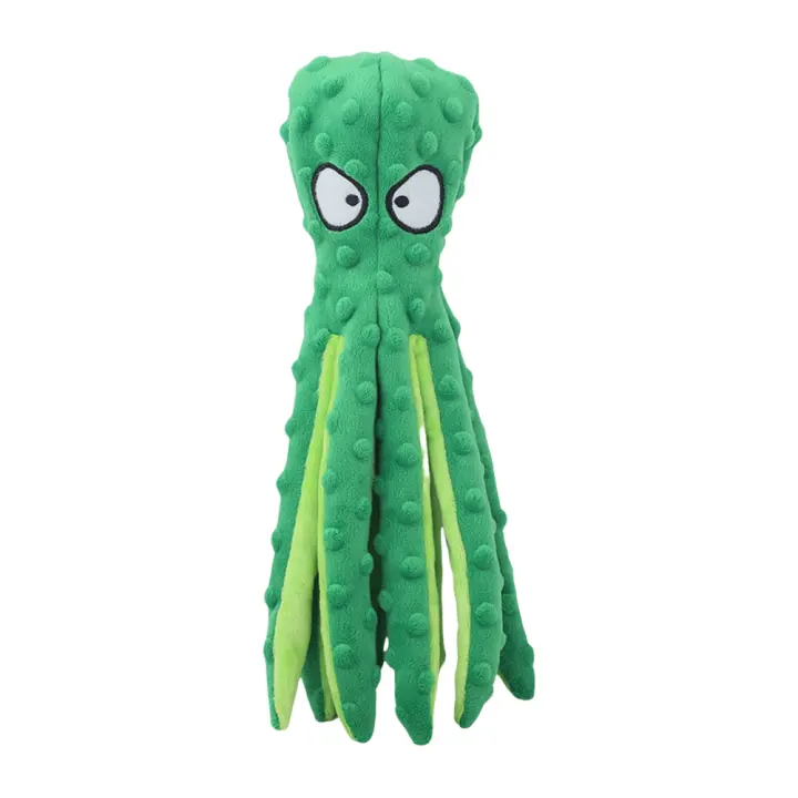 Juguete De Octopus Squeaky Para Perros Interactivo Sin Relleno De Peluche Juguete Masticable Con Papel Grueso Para Pequeños Y Medianos Perros Color Azul Verde Naranja Morado - 1