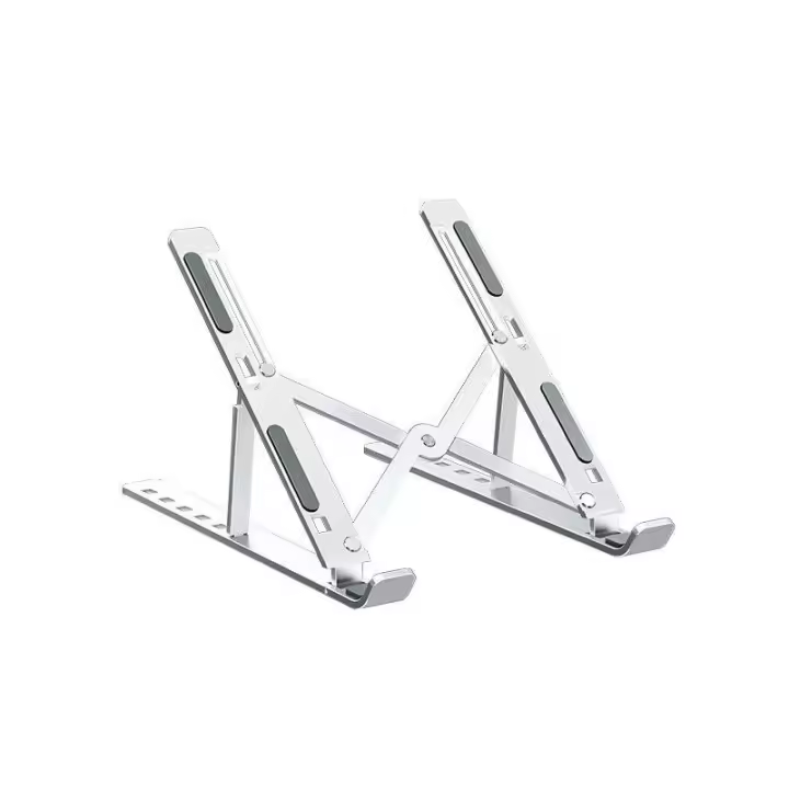 KROWN - Soporte Ordenador Portátil Aluminio Plegable, Soporte para Ordenador Portátil Mesa Altura Ajustable, Laptop Stand para PC Escritorio Compatible con Tablet MacBook Air Pro, ASUS HP Surface Lenovo 5-15,6", Color Plateado - 1