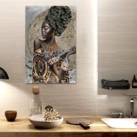 MIRAMAX-Cuadro Impreso Sobre Lienzo Diseño de Chica Mujer Africana,Arte de pared,Cuadros para la decoración interior del hogar,Sala de estar,Dormitorio,Sin marco 80X110cm - details 4