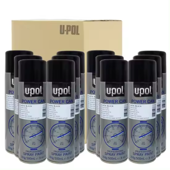 DISPIVAL 12 x AEROSOL U-POL POWER CAN PCSB NEGRO SATINADO 500 ML - 1