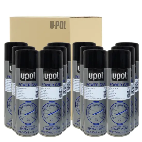 DISPIVAL 12 x AEROSOL U-POL POWER CAN PCSB NEGRO SATINADO 500 ML - 1