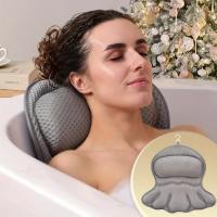 Almohada de baño de spa de lujo con tecnología de malla de aire 4D, hipoalergénica, ventosa antideslizante, soporte para cuello y espalda, secado rápido, lavable a máquina, accesorio de baño relajante de regalo - details 1