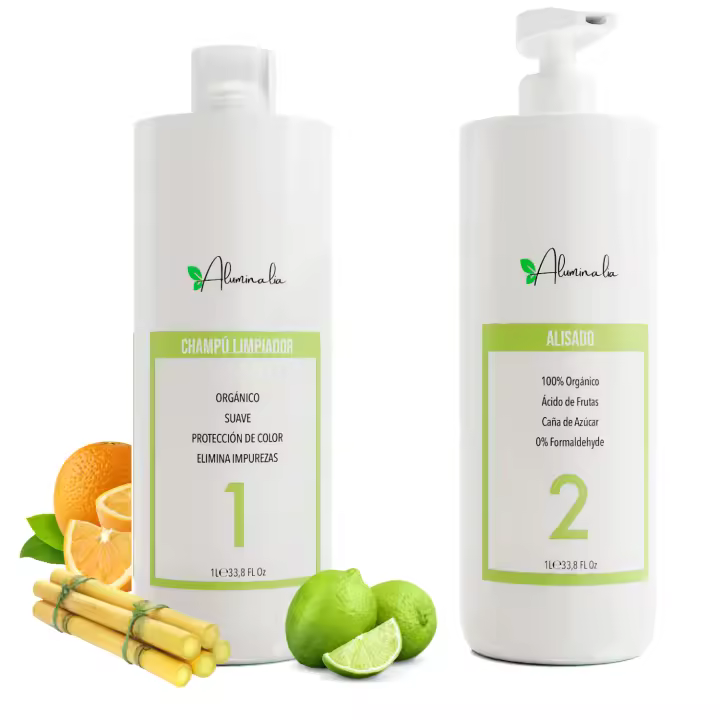 Alisado Orgánico 100% Vegano Profesional [1 litro] Alisado en Casa 100% Sin Formol, Sin Sulfatos, Nutre, Hidrata, Repara la Cutícula y Alisa, 0% Frizz Aluminalia - 1