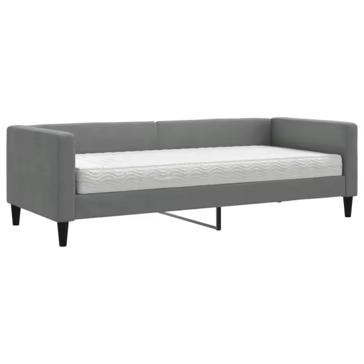 vidaXL Sofá cama con colchón tela gris oscuro 80x200 cm - 1