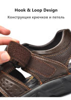 Zapatos De Cuero Genuino Para Hombres Sandalias Clásicas De Verano Para Exterior Caminar Transpirables Sandalias De Hombre - details 5
