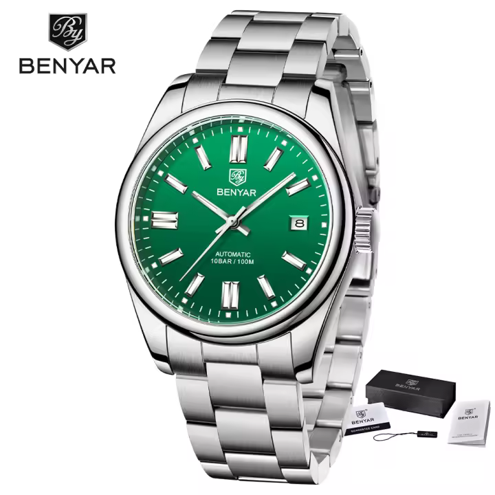 Reloj De Pulsera Deportivo Para Hombre BENYAR Lujo Automático 10Bar Impermeable Acero Inoxidable Con Correa De Acero Reloj De Mano Auto-Bobinado - 1