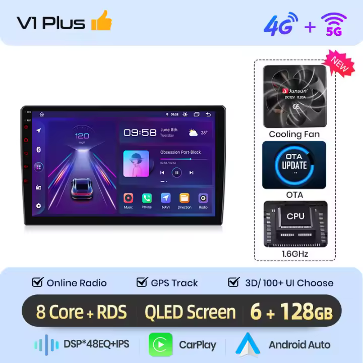 Junsun AI Voice Car Radio Stereo For BMW X3 E83 2004 2005 2006 2007 2008 2009 2010 2011 2012 Car Auto Radio Built-In Wireless Carplay & Android Auto Automotive Multimedia Touch Screen 360 camera Car Intelligent Systems With GPS Navigation - 1