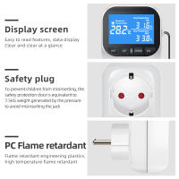 Controlador De Temperatura Digital Con Display LCD Timbre Preset Para Enfriamiento Y Calentamiento Sensor De Temperatura EU Plug 220V - details 20