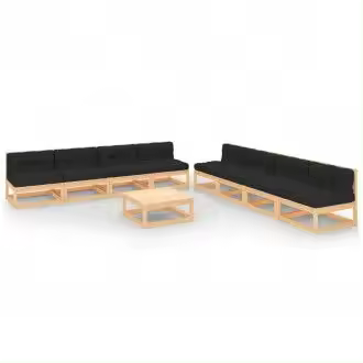 VIDAXL 3083732 conjunto de muebles para jardín de madera maciza de pino con cojines grises vida xl - 1