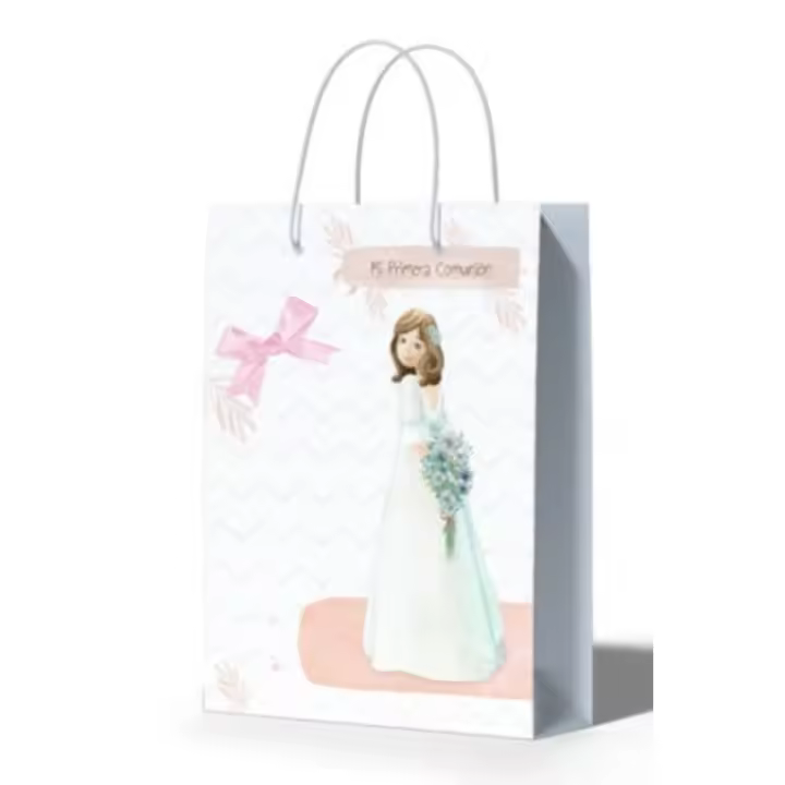 12 Bolsa de Regalo Orla Primera Comunión. niña - Diseño Exclusivo y Elegante Ideal para Entregar Regalos a Invitados de Forma Original  Medidas modelo Grandes,  una forma elegante   y practica de entregar un regalo - 1