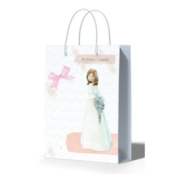 12 Bolsa de Regalo Orla Primera Comunión. niña - Diseño Exclusivo y Elegante Ideal para Entregar Regalos a Invitados de Forma Original  Medidas modelo Grandes,  una forma elegante   y practica de entregar un regalo - 1