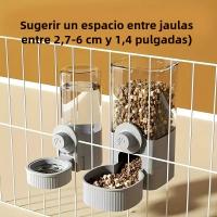 Nueva Tepy Alimentador Y Dispensador De Agua Automático Para Mascotas Colgante Set Con Contenedor Y Cuenco Para Cages Color Gris - details 4