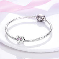 Encanto De Colgante De Árbol De Familia Platinado En Plata Para Pulsera De Bangle Y Collar DIY Regalo Con Doble Vuelo Aéreo - details 2
