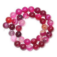 Piedras De Agato Rosa Natural Con Rayas Rojas Perlas Redondas Para Fabricación De Joyas Pulseras Collares Accesorios 4/6/8/10/12mm - details 5
