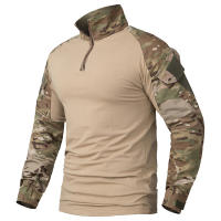 Camisa Táctica De Camuflaje Para Hombres Con Cuello En V De 1/4 De Zapata Manga Larga Uniforme De Combate Airsoft Transpirable Ligera De Secado Rápido Material Coton-Poliéster - details 4