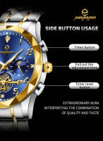 Reloj De Moda PENGAGAR Para Hombre Resistente Al Agua Con Luz Y Timer De Acero Inoxidable Movimiento De Cuarzo Reloj +Caja - details 1