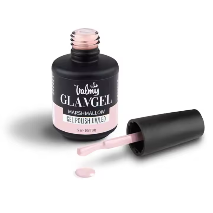 Glamgel Esmalte de Uñas Semipermanente Valmy - Gel Polish UV/LED - Colores de Moda Larga Duración - Secado Rápido - Brillo Intenso - Lamparas UV LED - Rosas 15ml - 1
