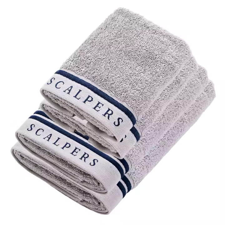Scalpers Home Set de 4 toallas: 2 invitados (50x30) + 2 lavabo (100x50) algodón gris rayas - 1