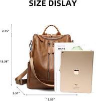 Mochilas antirobo para Mujer, mochilas escolares marrones para estudiantes, mochilas de viaje Grande de cuero para portáthil vintage impermeable para adolescentes - details 6