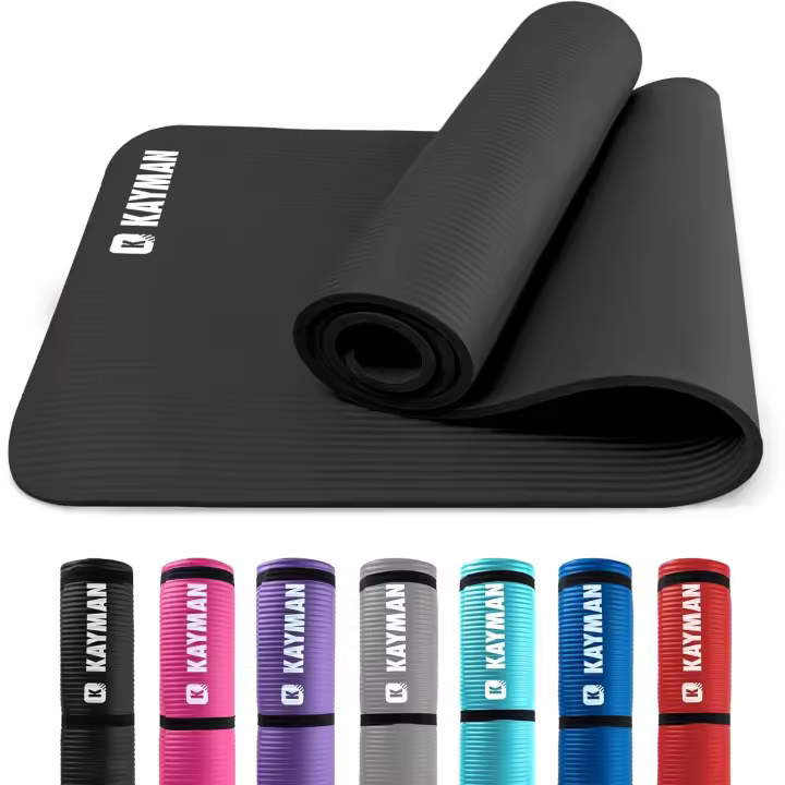 Esterilla de yoga: colchoneta multiusos de espuma extra gruesa para ejercicios: esterilla ideal para pilates, estiramientos, ejercicios de resistencia y terapias, 183 x 60 cm (negra) - 1