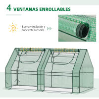 Outsunny Invernadero Pequeño Invernadero de Exterior con Cubierta Doble Ventanas y Marco de Acero Invernadero para Cultivar Tomates Plantas Flores 180x90x90 cm Verde - details 5