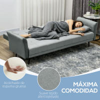 HOMCOM Sofá Cama Convertible Sillón Cama Sofá Cama de 3 Plazas con Respaldo Ajustable de 3 Niveles y 2 Almohadas Acolchadas Carga 360 kg para Oficina Dormitorio Salón Gris - details 1