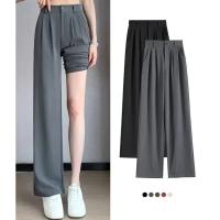 Pantalones De Sastre Para Mujer Cintura Alta Manga Larga Color Sólido Estilo Clásico Para Oficina Pantalones Rectos Y Anchos Basicos - details 3