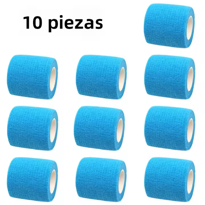 10pcs Cinta Elástica Autoadhesiva De Colores Para Deporte Y Uso Doméstico Ideal Para Rodilla Muñeca Y Dedos Kit De Ayuda Para Manos Y Pies Con Tamaño 9x4.5cm - 1