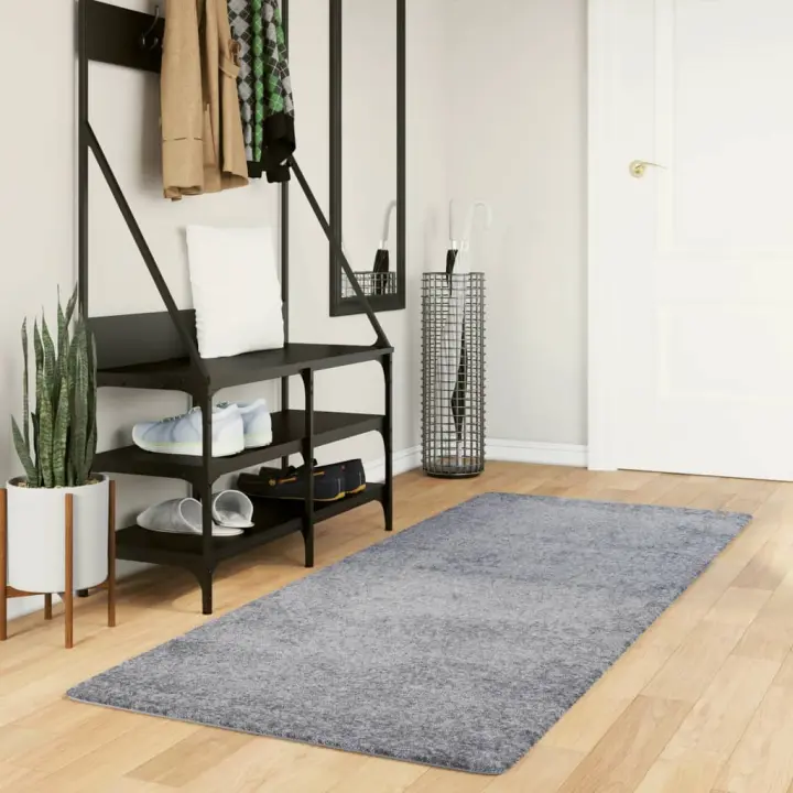 vidaXL Alfombra de pelo largo moderna azul 80x200 cm - 1