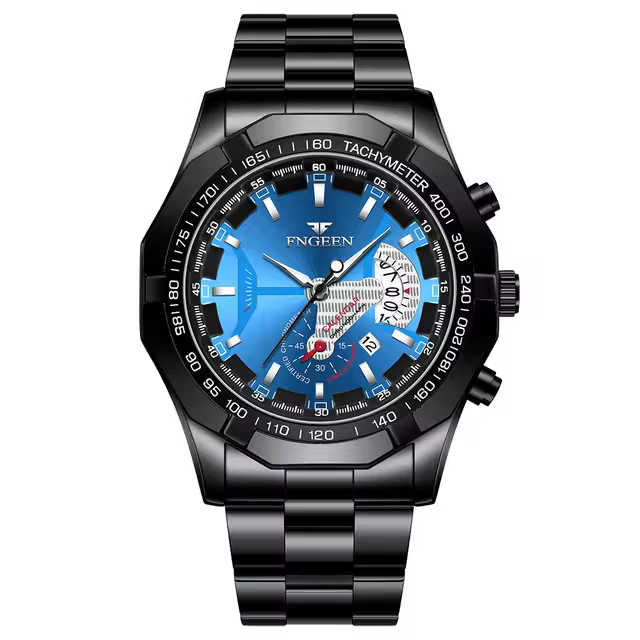 Reloj De Lujo Para Hombre En Acero Inoxidable Resistente Al Agua Con Calendario Y Luz Propia Reloj De Cuarzo Moda Reloj Hombre FNGEEN S001 - 1