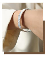 Pulsera de Maple inoxidable de Cristal Cuadrada circón de color circular de Doble forma pulsera de Puño simple de Oro para Mujeres accesorios de joyería - details 3