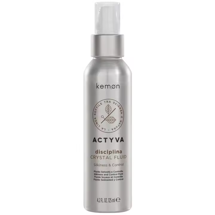 Kemon actyva disciplina crystal fluid Fluido disciplinante para el cabello rebelde 125ml - 1