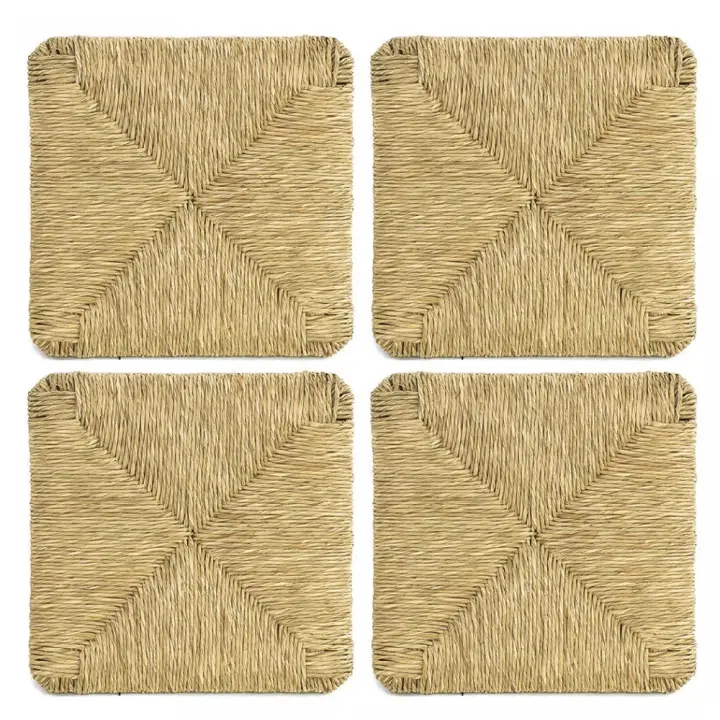 Mediawavestore Kit 4 Pz Asiento Silla PISA Art.901 Estructura Inferior Paja Natural 37x37cm - Renueva Tus Sillas Vintage con este Kit de Recambio de Asiento - 1