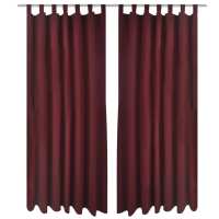 vidaXL 2 Cortinas Micro-Satinadas Trabillas Separador, 140 x 245 cm Color Crema,  Burdeos,  Negro y mas - details 1