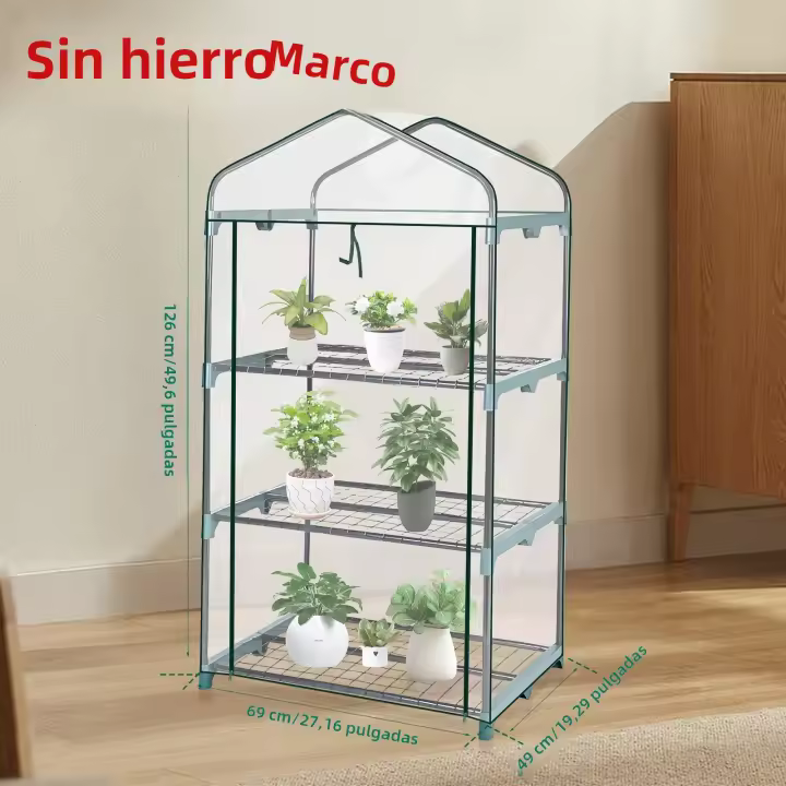 Casa De Hierba De Jardín De 4 Niveles Con Puertas Y Ventanas Cubierta Transparente Impermeable Protección Contra El Frente Sin Marco De Hierro - 1