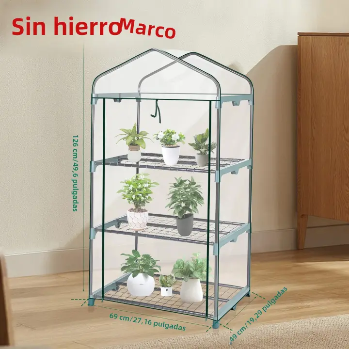 Casa De Hierba De Jardín De 4 Niveles Con Puertas Y Ventanas Cubierta Transparente Impermeable Protección Contra El Frente Sin Marco De Hierro - 1