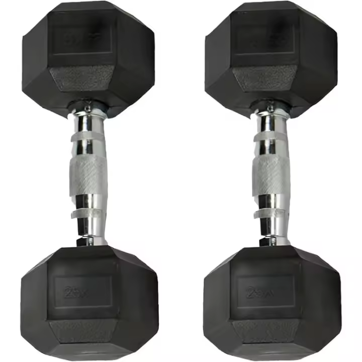 Mancuernas Hexagonales de 2,5kg - Juego de 2 Mancuernas de 2,5 kilogramos - Set de Mancuernas hexagonales con Revestimiento de Goma y Mango inoxidable Cromado - 1