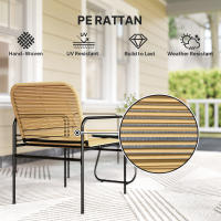 Outsunny Conjunto Jardín Exterior de Ratán Conjunto Terraza Resistente a la Intemperie Muebles Jardín Exterior con 2 Sillones Sofá de 2 Plazas y Mesa de Tablero de Vidrio Templado Natural - details 0