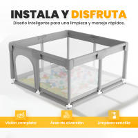 JUPPLIES Parque Infantil Bebe 120x120cm + Alfombra Bebe + 50 Bolas + Agarraderas + Bolsas de Transporte – Corralito Bebe con Malla Transpirable – Parque de Juegos Bebe – Playpen Bebe - Gris - details 0