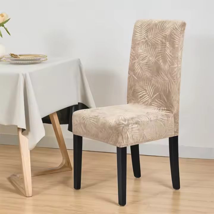 Cubierta De Silla Suave De Velours 1/4PCS Esponjosa Elástica De Color Sólido Lavable Para Sala De Comedor Hogar Bodas - 1