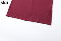 Vestido De Hombros Descubiertos Kliou Para Mujer Estilo Clásico De Calle Alta Manga Completa Hueco Vestido Delgado Sencillo Elegante De Fibra Sintética - details 8