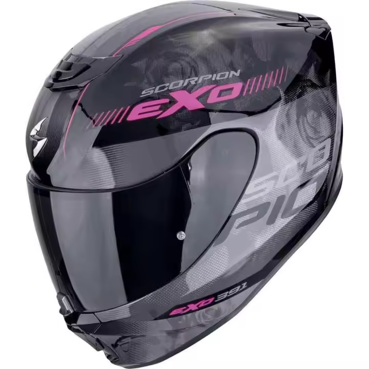 Casco Integral Scorpion EXO 391 AVA NEGRO ROSA BRILLANTE + VISERA NEGRA - 1