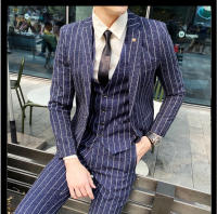 Traje De 3 Piezas Estampado De Rayas Y Cuadros De Alta Calidad - Traje Elegante Para Bodas Y Negocios Estilo Británico Con Chaleco Y Pantalones - details 31