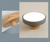 Lámpara De Techo Industrial Nórdica Para Entrada Sala De Estar Comedor Dormitorio Estudio Baño Luz Redonda De Madera Moderna - details 2