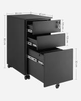 Archivador móvil con cerradura, cajonera de oficina con ruedas, para documentos A4 y carpetas, blanco o negro, 30x45x60 cm - details 15