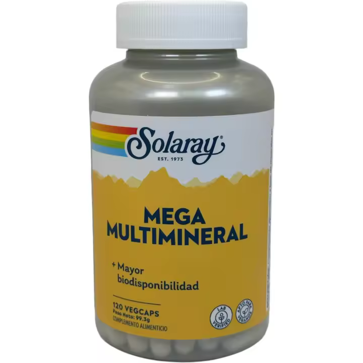 Mega MULTI MINERAL 120 Cápsulas Apto para veganos de solaray - 1