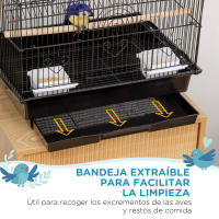 PawHut Jaula para Pájaros Pajarera Metálica con 5 Puertas 2 Comederos 2 Perchas Columpio Bandeja Extraíble y Asa de Transporte para Canarios Periquitos Negro - details 4