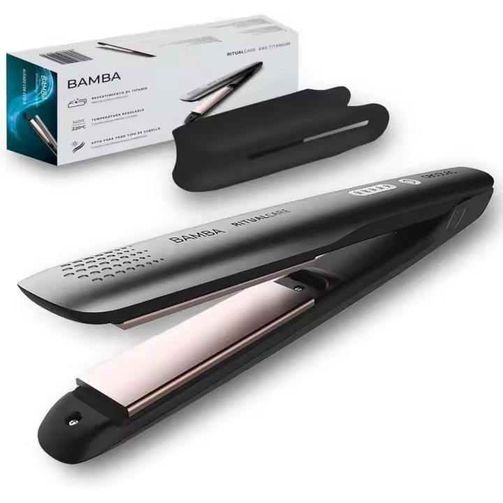 Cecotec Plancha de Pelo con Revestimiento de Titanio RitualCare 890 Titanium. Ajuste de Temperatura 140-200 ºC, Apagado automático, Cable de 3m, Protector de Placas de Silicona - 1