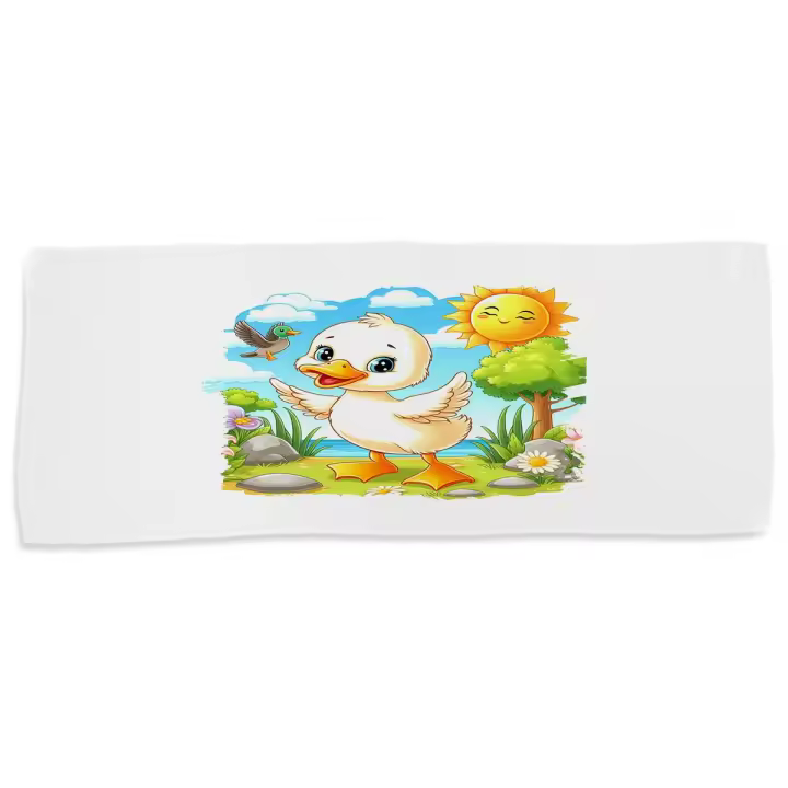 MERCHANDMANIA TOALLA MEDIANA GIMNASIO ABSORBENTE el patito feo cuento niños infantil dibujos suave con bolsita - 1