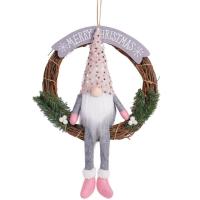 Corona De Navidad Con Vinateras Y Muñeca Sin Cara Adorno De Puerta O Pared Para Navidad DIY Decoración De Puerta O Pared - details 5